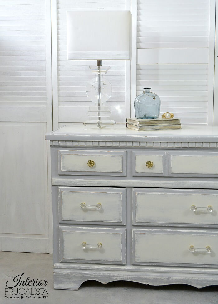 Vintage 9 Drawer Dresser From Glossy To Farmhouse Charm The Farmhouse 9 Drawer Dresser Makeover Left Side After