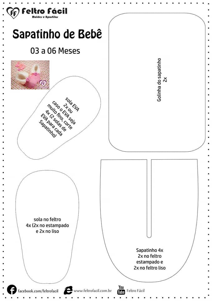 23 moldes de Sapatinhos de Bebê artesanato com feltro Ideias e