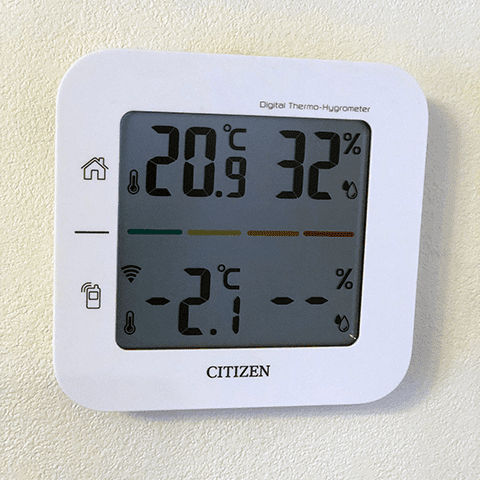 2018年2月中旬:夕方の気温(上が室温、下が外気温)
