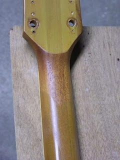 image results for  Repair of a Les Paul guitar with snapped neck after first coat of new finish