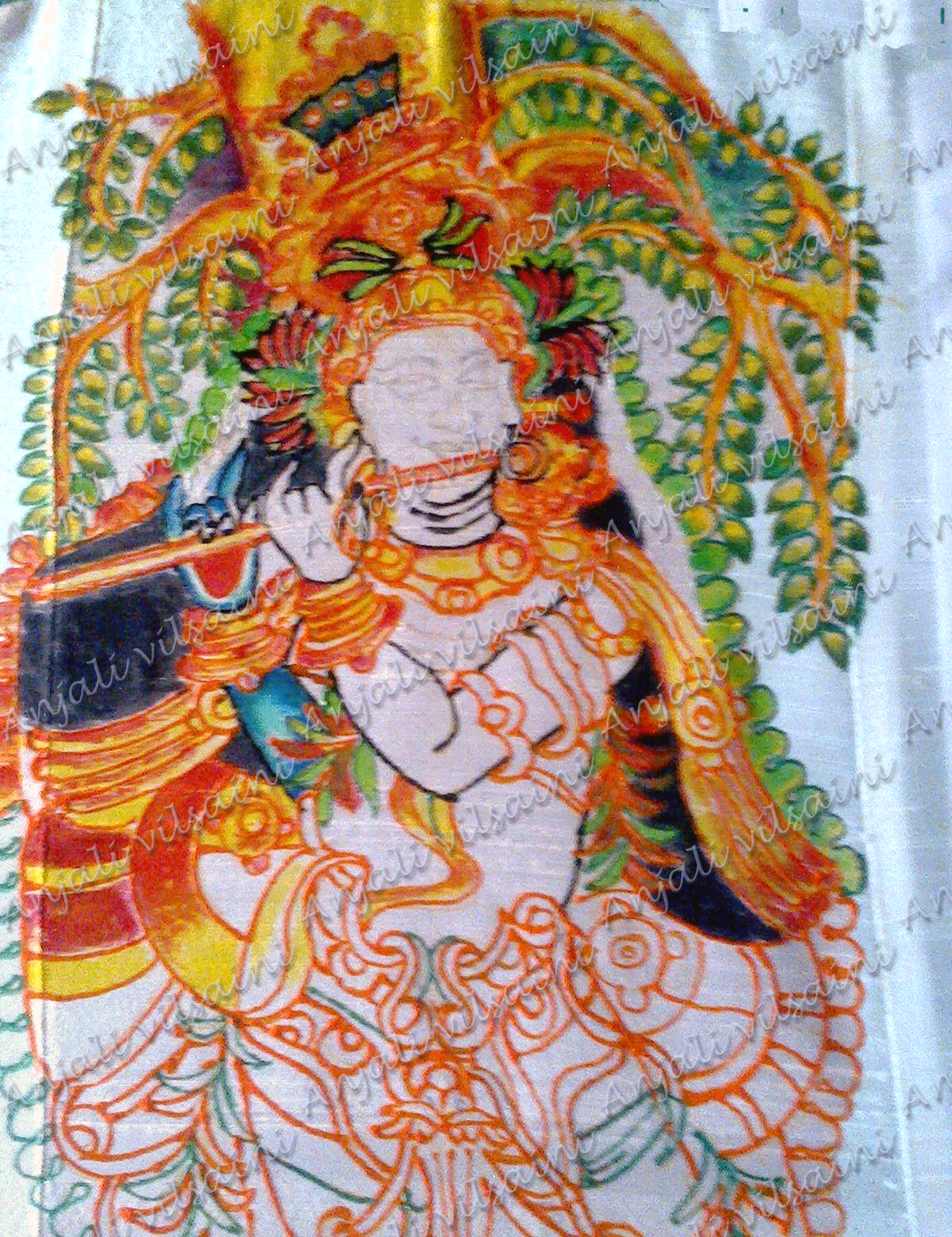 Anjali Vilasini Lord Krishna Mural painting step 3