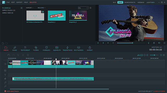 Filmora UI user interface of falmora the video editing software by wondershare.