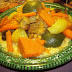 Traditional Moroccan couscous with vegetables and lamb.