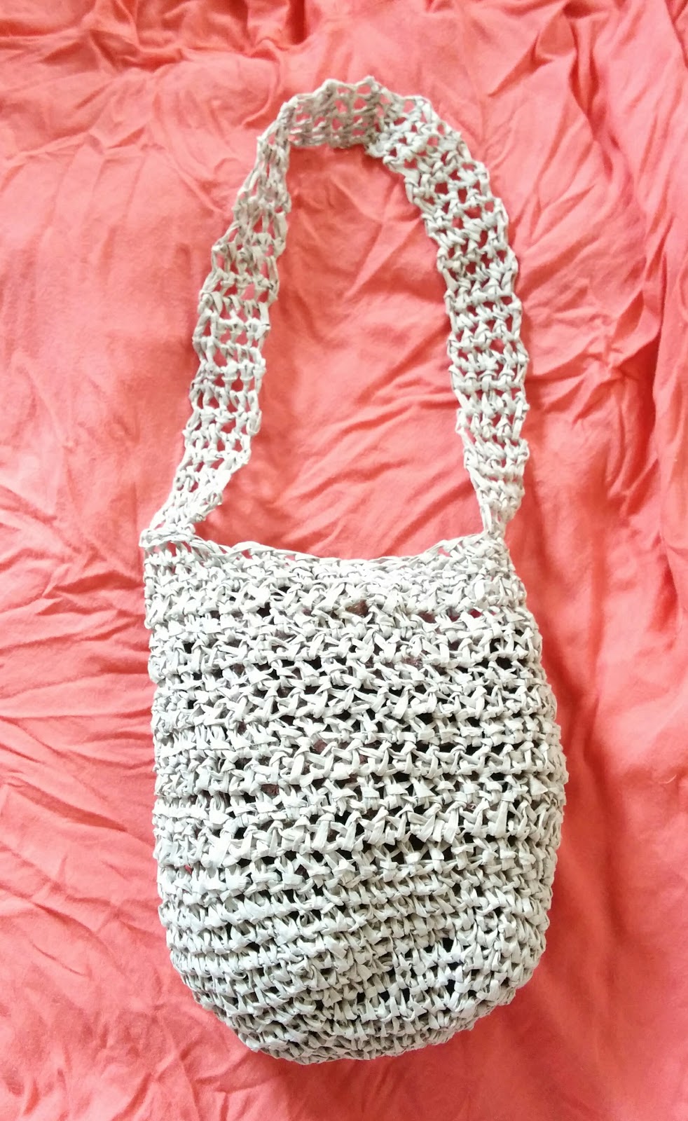 ダイソーのペーパーヤーンでワンショルダーのショッピングバッグを編みました Crochet And Me かぎ針編みの編み図と編み方