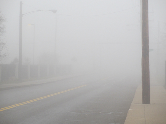 foggy street Detroit