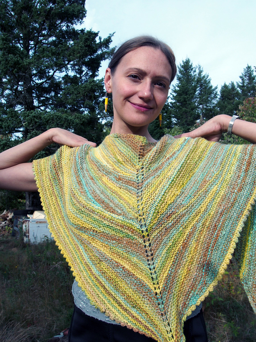 Aggregate Shawl by JimiKnits, knit by Dayana Knits in Maine handspun