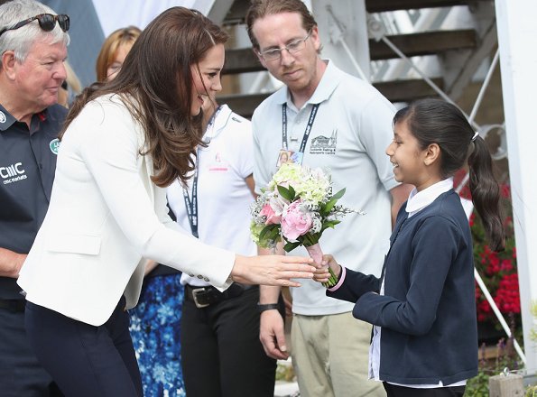 Duchess Catherine of Cambridge attends the 1851 Trust charity's Roadshow. Kate Middleton wore J. Crew Avery Heels
