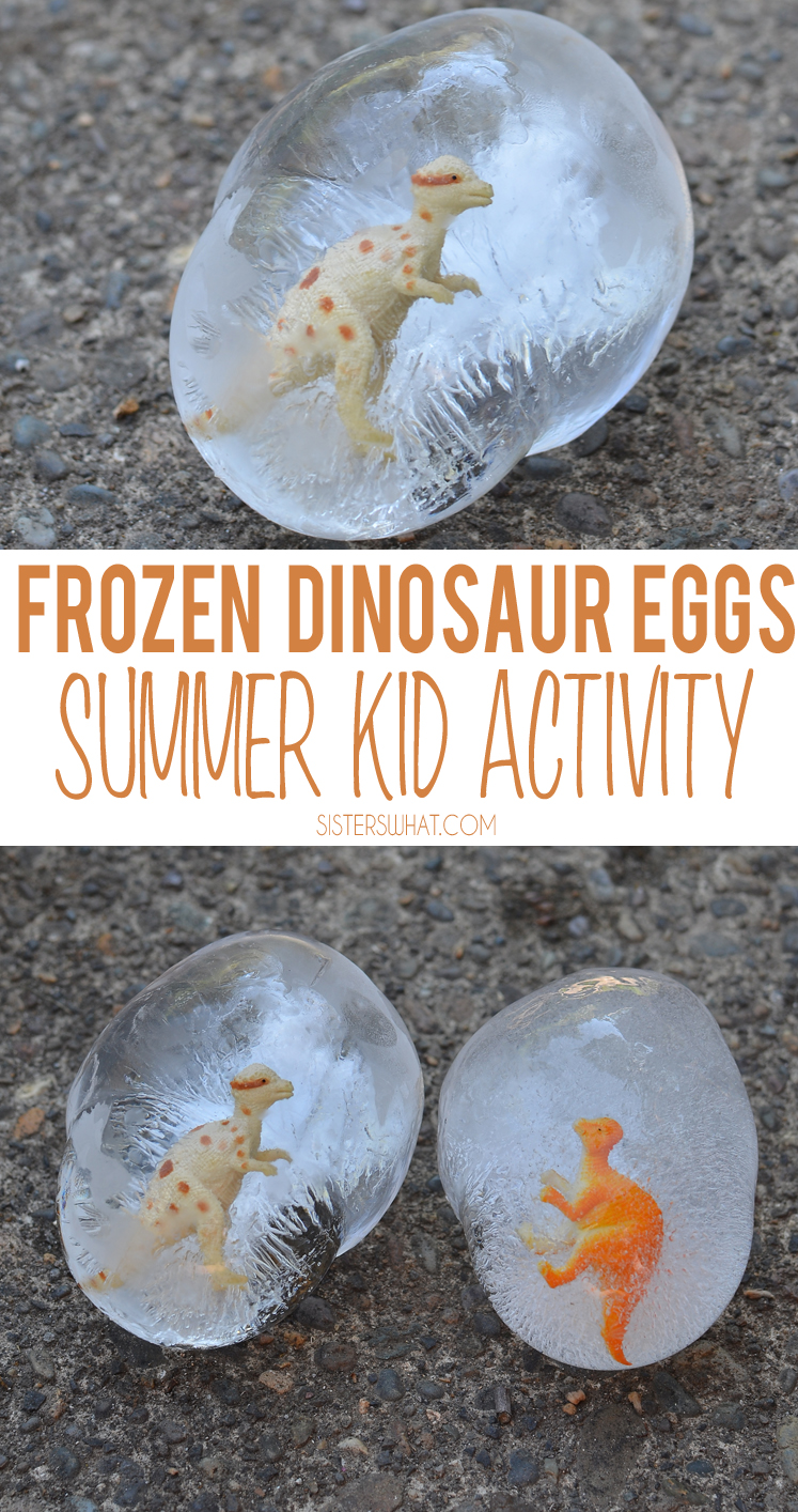 DIY Frozen dinosaur eggs science and sensory preschool activity