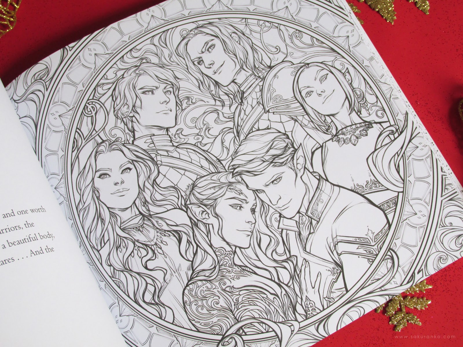 Finally finished first page of the colouring book of A Court of Thorns and  Roses