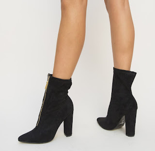 Botine Poligon Negre moderne elegnate cu toc gros Botine Poligon Negre moderne elegnate cu toc gros
