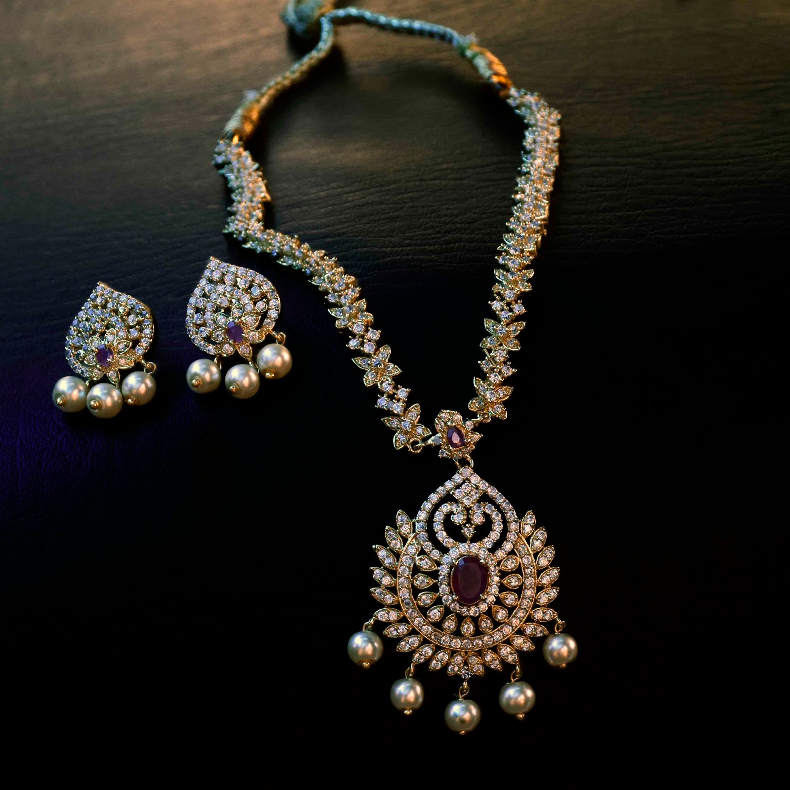 Buy Spectacular Ruby and AD Stone Necklace Set OnlineKollam Supreme