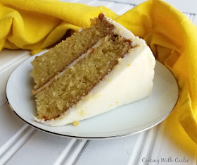 slice of layer cake with smooth and creamy buttercream