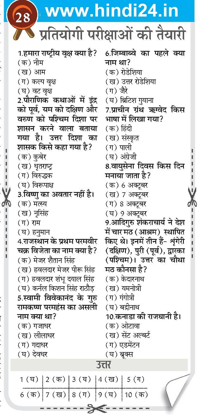 General Knowledge In Hindi Pdf With Answer