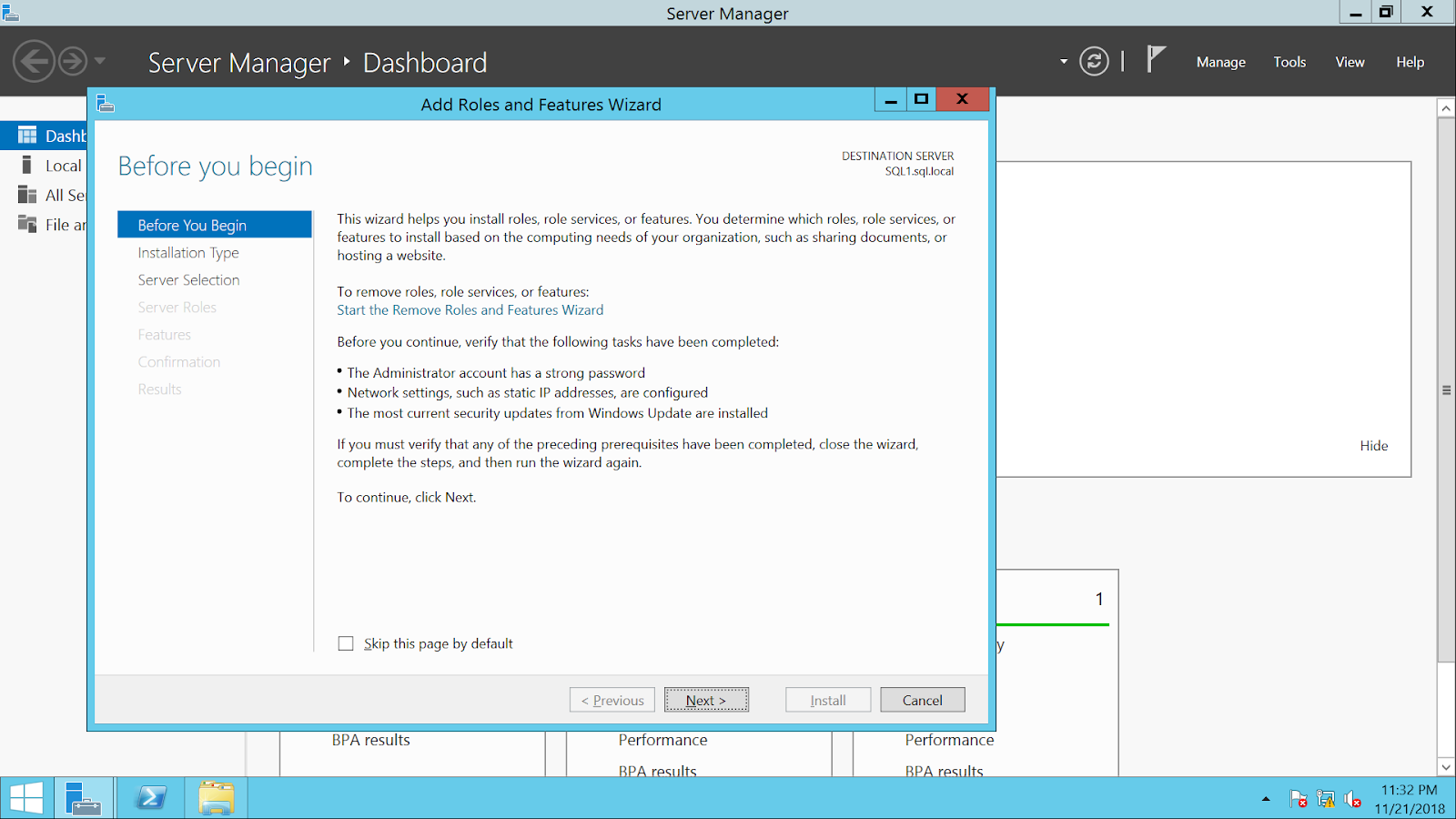 SQL Database server builds: SQL SERVER 1 PART 1