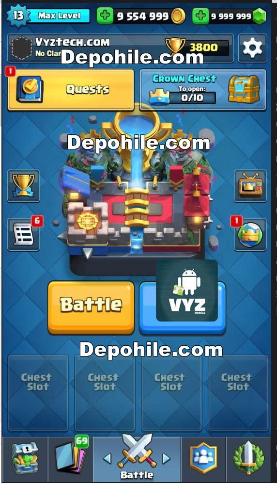 Clash Royale 9999 HP Kral Kulesi,Sınırsız Sandık Hileli 2017/2018 APK