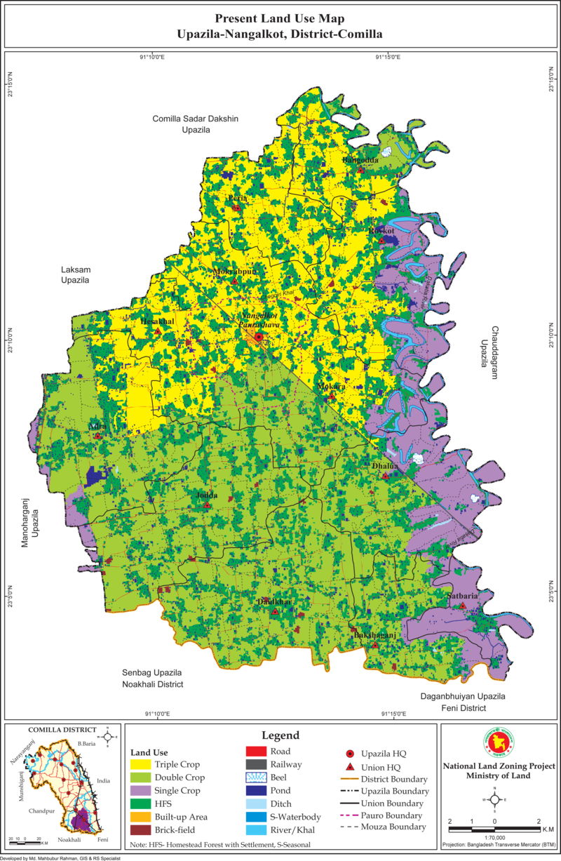 Nangalkot Upazila Mouza Map Comilla District Bangladesh