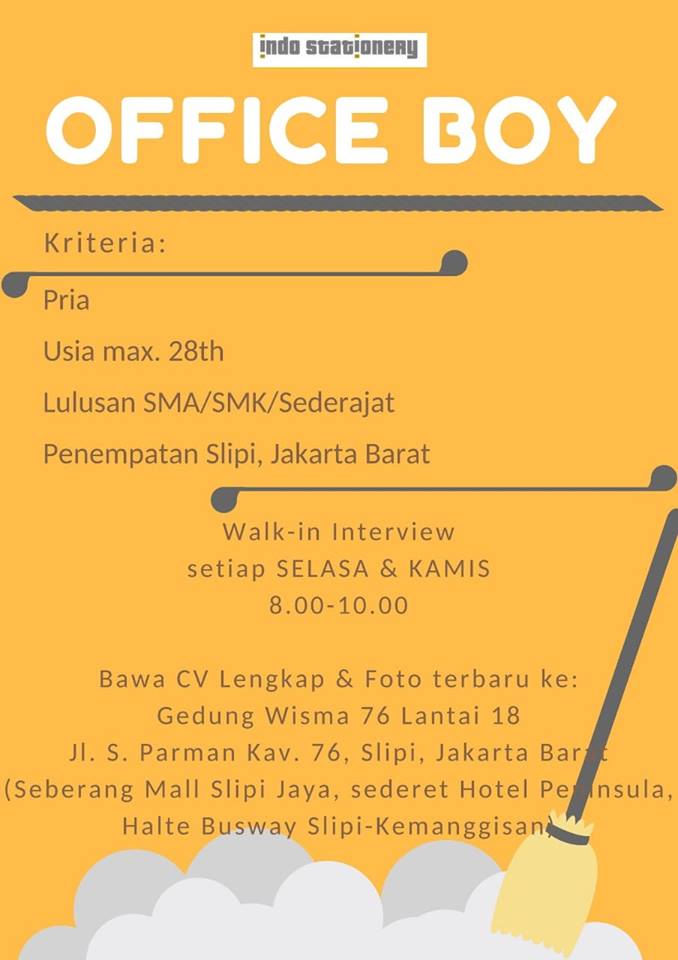 lowongan kerja office boy indo stationery jakarta - pencari kerja