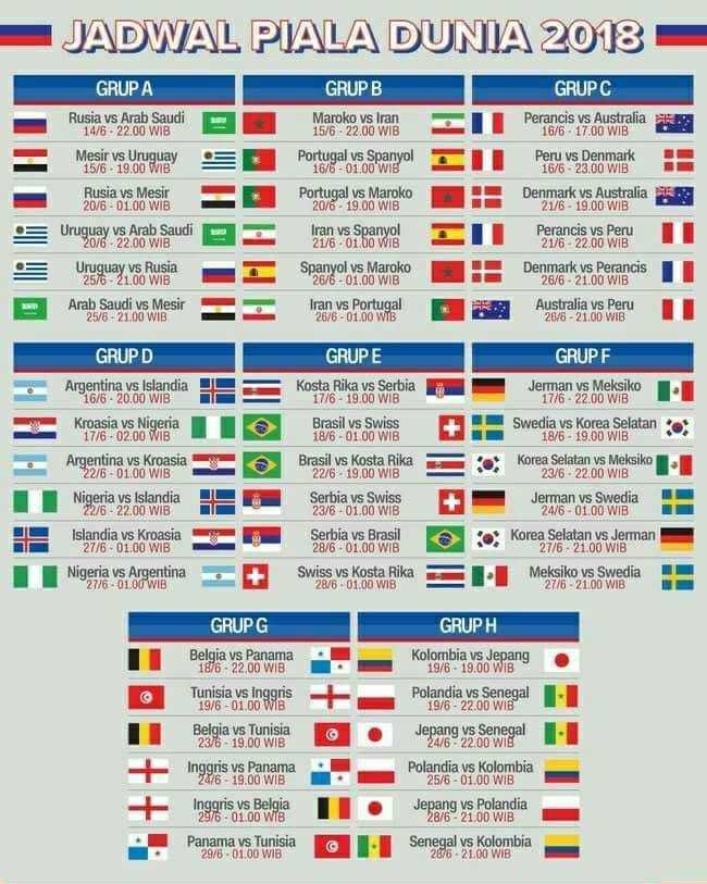 Jadwal Siaran Langsung Piala Dunia Rusia Live Streaming Malam Hari Ini Jadwal Siaran Langsung Piala Dunia Rusia Live Streaming Malam Hari Ini