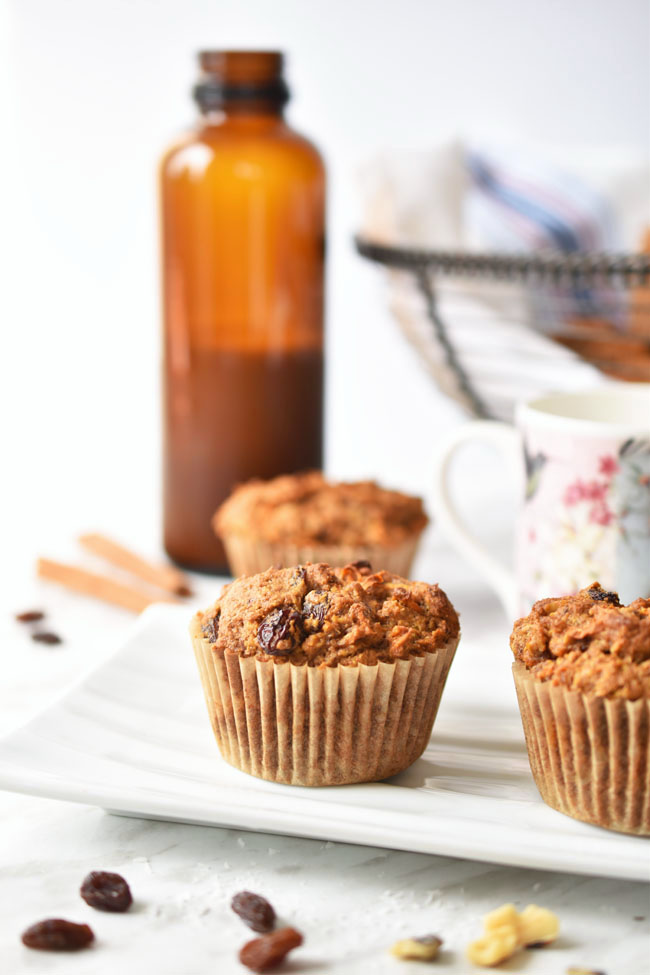 These vegan Morning Glory Muffins are hearty, healthy and filling. Packed with nutritious ingredients like carrots, raisins and coconut. Great for grabbing on the run in the morning. 