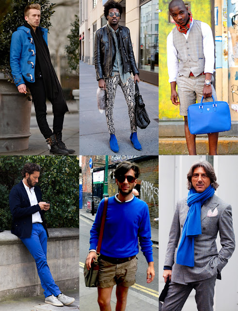 Erkek modası mavi renk kombinasyonları
