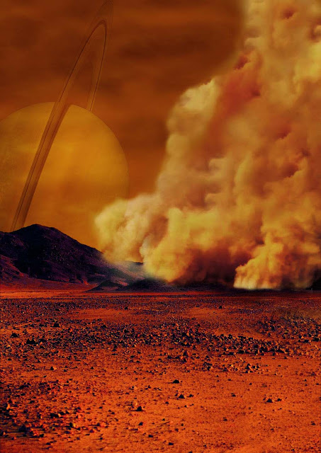 tempestade de poeira em Titã