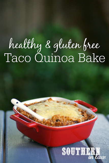 Healthy Taco Quinoa Bake Recipe - low fat, gluten free, high protein, clean eating dinner recipes, grain free, nut free, make ahead meal recipes