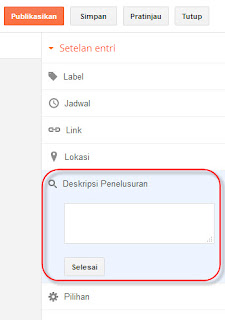 Cara Mudah Mengaktifkan Deskripsi Penelusuran Blog Berflatform Blogspot Untuk Pemula