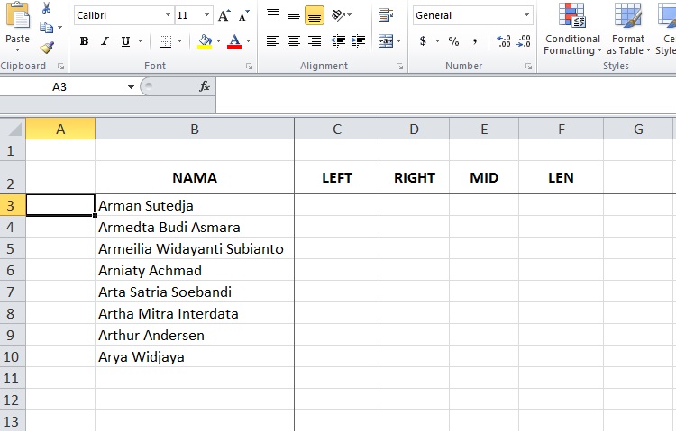 Belajar Microsoft Office Fungsi Text Left Right Mid Dan Len