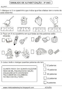 Simulado português Simulado de português para 3º ano