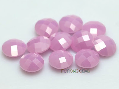 Milky-Cubic-Zirconia-Pink-Color-Round-double-checkerboard-cut-Gemstones