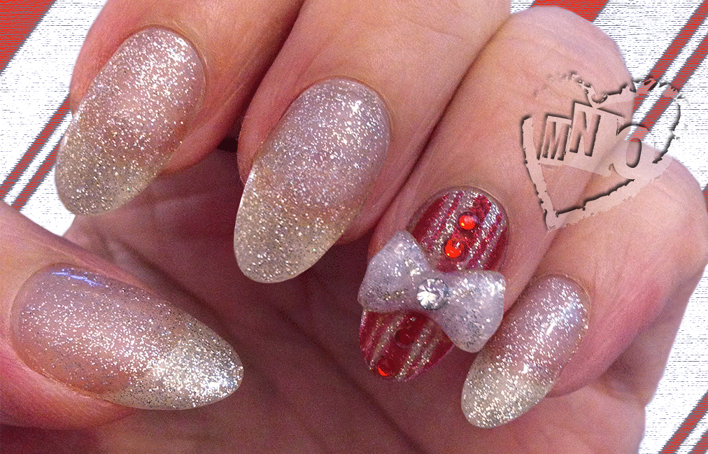 6. Sparkly Candy Cane Nail Art - wide 5