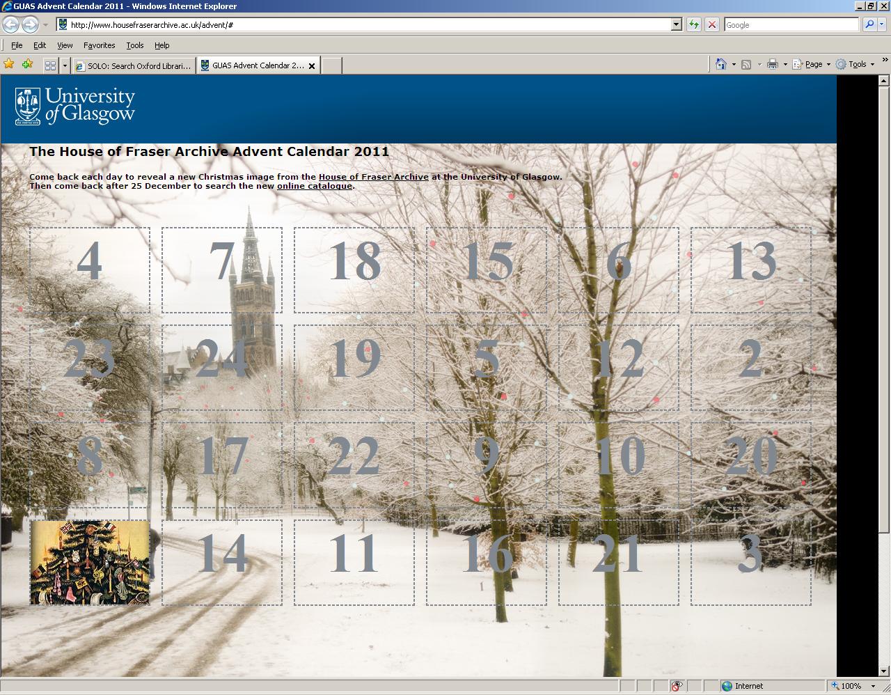 John Johnson Collection's Ephemera Resources blog Online Advent Calendars