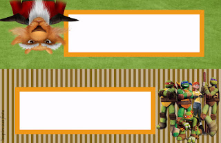 Tortugas Ninja: Invitaciones, Imprimibles para Fiestas y Etiquetas para Candy Bar para Imprimir Gratis. Esta es otra etiqueta para golosinas. Pones la leyenda que quieras, la doblas por la línea horizontal de en medio y engrapas a la bolsa.