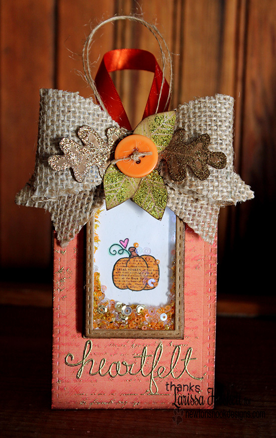 Thank You Shaker Tag with pumpkin by Larissa Heskett for Newton's Nook Designs 