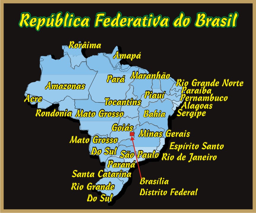 Mapa do Brasil 27 Estados da Federação