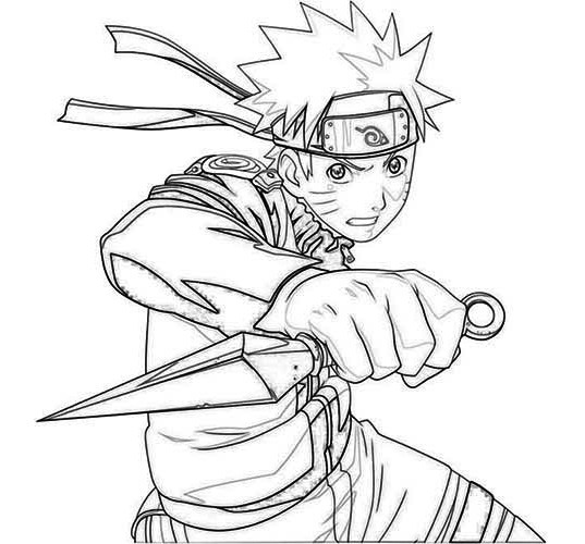 Sketsa gambar naruto saat beraksi untuk belajar mewarnai anak