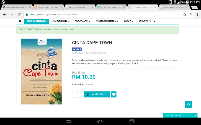 Berjaya beli novel Cinta Cape Town & Salju Cinta Anna pada harga @ RM10.00 satu ! 