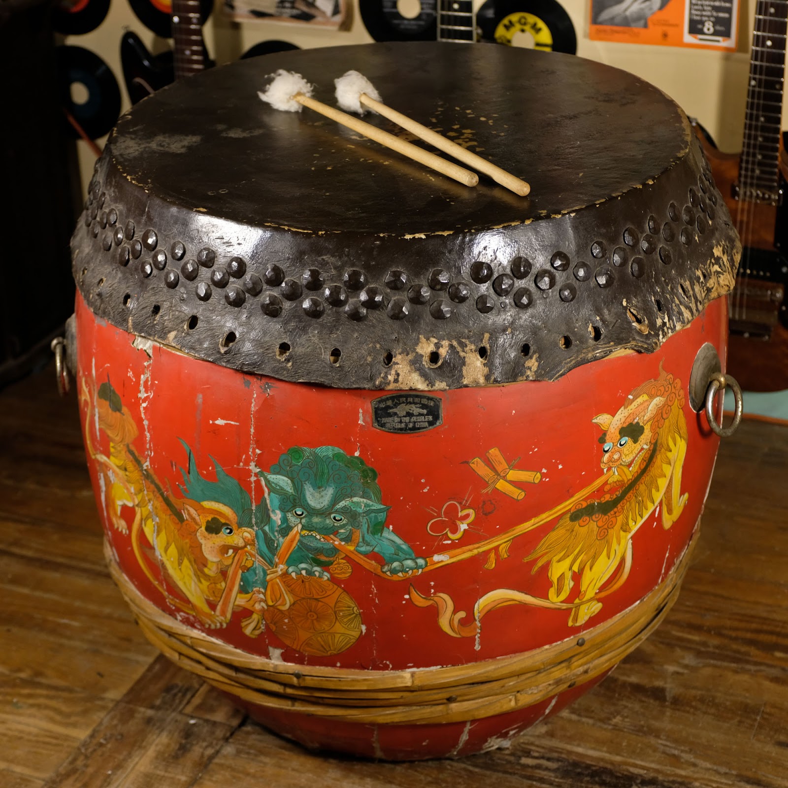 1950s Chinese "Lion Dance" Shigu Drum