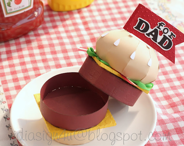 3D Paper Cheeseburger Treat Box | Father's Day Gift for Dad by ilovedoingallthingscrafty.com