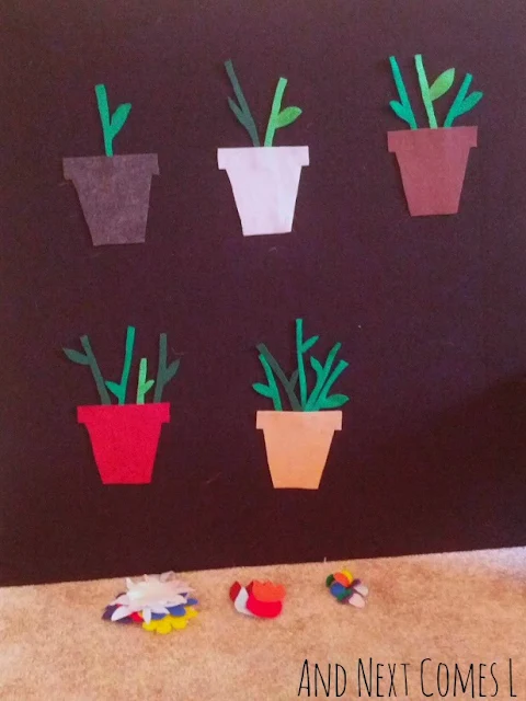 Planting flowers games for kids on the felt board