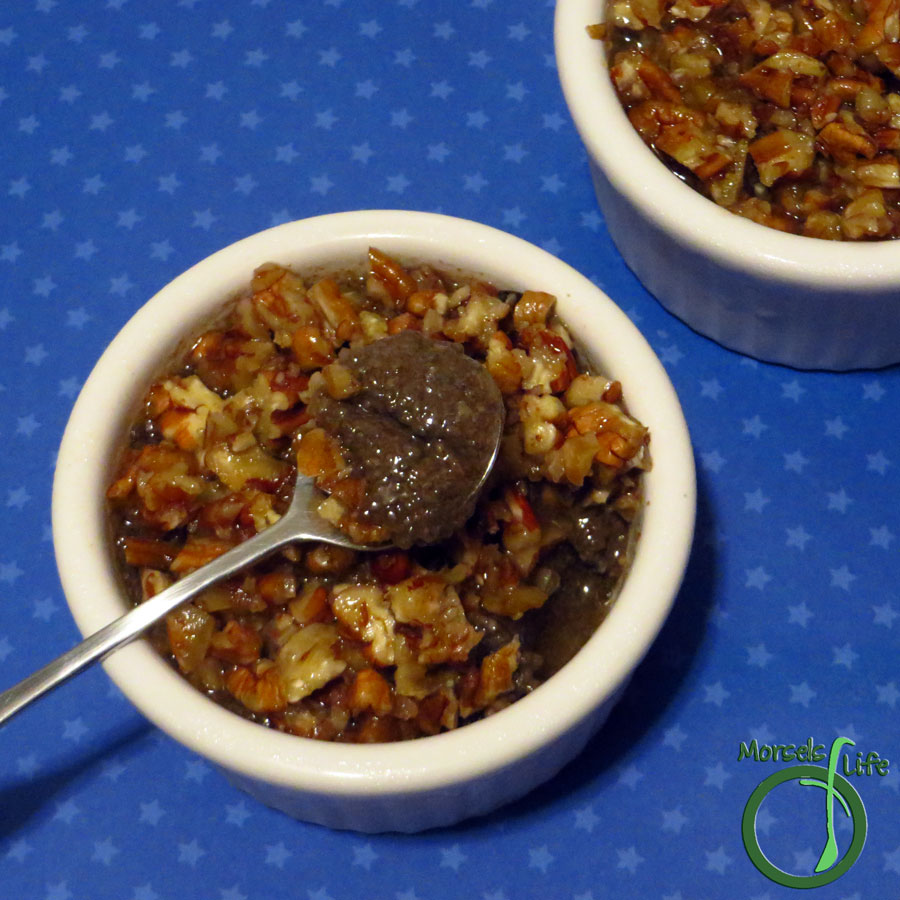 Morsels of Life - Pecan Chia Pudding - A lightly sweetened chia pudding with a sticky pecan topping - perfect as a dessert and healthy enough for breakfast!