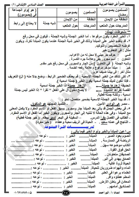 مراجعة نحو الصف السادس الترم الأول كاملا روعة