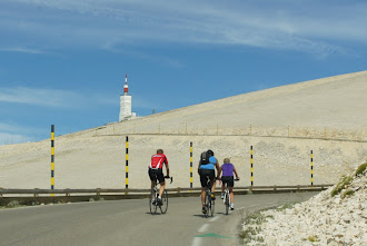 Cyclists nearing the top of Mt Ventoux