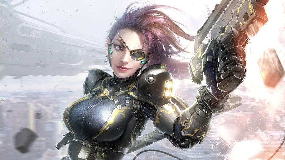 Sci-Fi, Girl, Soldier, Eye Patch, 4K, #6.774