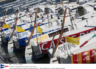La flotte du World Match Racing Tour au repos aujourd'hui à Marseille. Début des hostilités demain.