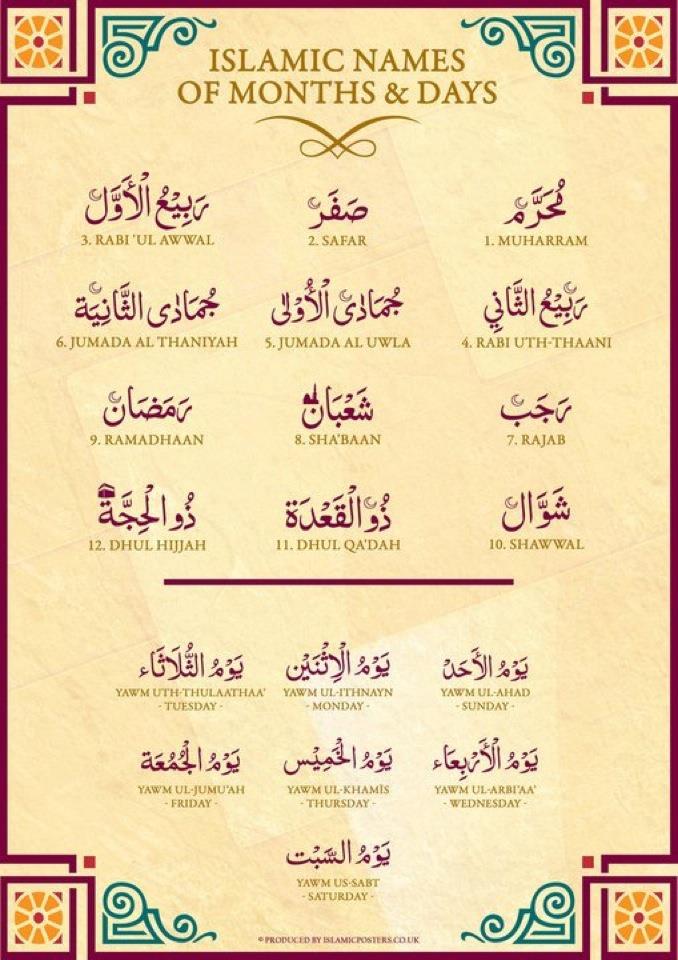 Mara Maqsad ISLAMIC Names Of Months And Days