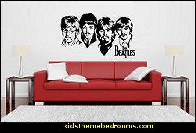 The Beatles wall decals Music bedroom decorating ideas - rock star bedrooms - music theme bedrooms - music theme decor - music themed decorations - bedding with musical notes Music bedroom decorating ideas - rock star bedrooms - music theme bedrooms - music theme decor - music themed decorations - bedding with musical notes