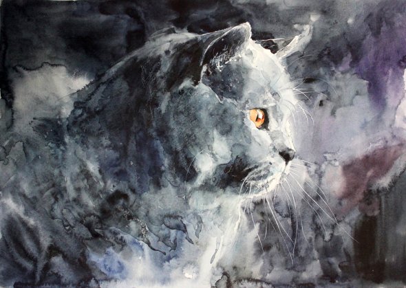 As coloridas aquarelas retratando animais de Elena Shved Elena Shved deviantart pinturas aquarelas coloridas animais manchados cavalos gatos cachorros leões tigres cores