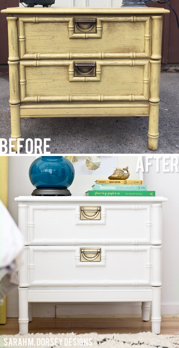 sarah m. dorsey designs Faux Bamboo Nightstand Before + After