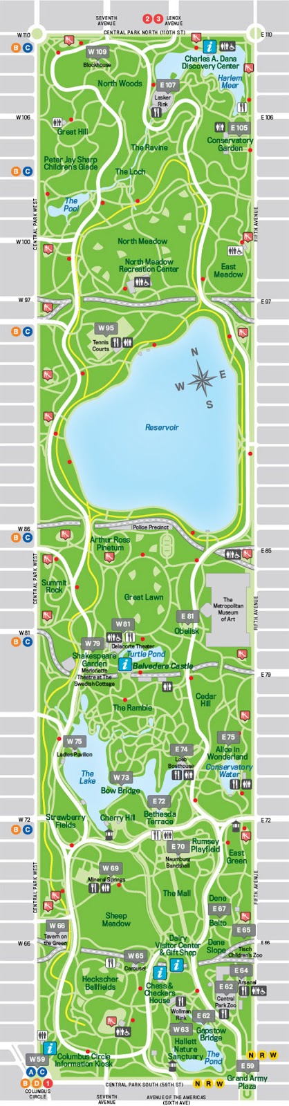 Guia de Central Park mapa Guia de Central Park mapa